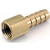 Anderson Metals 129F Series 757002-0202 Hose Adapter, 1/8 in Barb, 1/8 in FPT, Brass