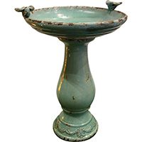 Alpine TLR102TUR Antique Ceramic Birdbath, Ceramic, Turquoise