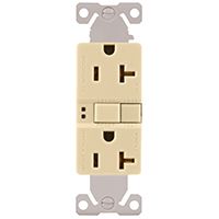 Eaton Wiring Devices SGF20V Duplex GFCI Receptacle, 20 A, 2-Pole, 5-20R, Ivory