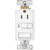 Eaton Cooper Wiring SGFS Series SGFS15W-MSP Duplex GFCI Receptacle/Switch, 120 V Switch, 125 V Receptacle, 1800 W