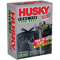 HUSKY HK39WC050B Trash Bag, 39 gal Capacity, Twist Tie Closure, Polyethylene, Black