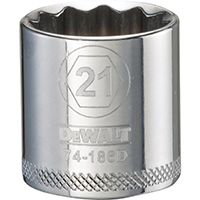 DeWALT DWMT74186OSP Hand Socket, Metric Measuring, 3/8 in Drive, 12-Point, 21 mm Socket, Vanadium Steel