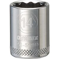 DeWALT DWMT74519OSP Hand Socket, Metric Measuring, 3/8 in Drive, 12-Point, 14 mm Socket, Vanadium Steel