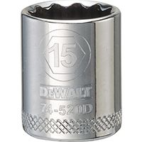 DeWALT DWMT74520OSP Hand Socket, Metric Measuring, 3/8 in Drive, 12-Point, 15 mm Socket, Vanadium Steel
