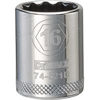 DeWALT DWMT74521OSP Hand Socket, Metric Measuring, 3/8 in Drive, 12-Point, 16 mm Socket, Vanadium Steel