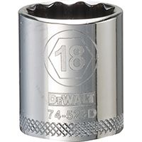 DeWALT DWMT74523OSP Hand Socket, Metric Measuring, 3/8 in Drive, 12-Point, 18 mm Socket, Vanadium Steel