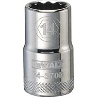 DeWALT DWMT74570OSP Drive Socket, Metric Measuring, 1/2 in Drive, 12-Point, 14 mm Socket, Vanadium Steel