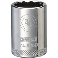 DeWALT DWMT74586OSP Fractional Drive Socket, 1/2 in Drive, 12-Point, 3/4 in Socket, Steel