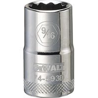 DeWALT DWMT74593OSP Fractional Drive Socket, 1/2 in Drive, 12-Point, 9/16 in Socket, Steel