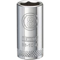DeWALT DWMT86105OSP Hand Socket, Metric Measuring, 1/4 in Drive, 6-Point, 8 mm Socket, Vanadium Steel