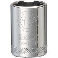 DeWALT DWMT86112OSP Hand Socket, Metric Measuring, 1/4 in Drive, 6-Point, 13 mm Socket, Vanadium Steel
