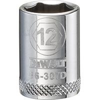 DeWALT DWMT86307OSP Hand Socket, Metric Measuring, 3/8 in Drive, 6-Point, 12 mm Socket, Vanadium Steel