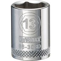 DeWALT DWMT86308OSP Hand Socket, Metric Measuring, 3/8 in Drive, 6-Point, 13 mm Socket, Vanadium Steel