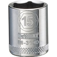 DeWALT DWMT86310OSP Hand Socket, Metric Measuring, 3/8 in Drive, 6-Point, 15 mm Socket, Vanadium Steel