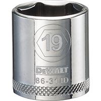 DeWALT DWMT86314OSP Hand Socket, Metric Measuring, 3/8 in Drive, 6-Point, 19 mm Socket, Vanadium Steel