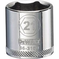 DeWALT DWMT86316OSP Hand Socket, Metric Measuring, 3/8 in Drive, 6-Point, 21 mm Socket, Vanadium Steel