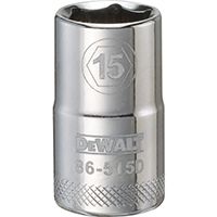 DeWALT DWMT86515OSP Drive Socket, Metric Measuring, 1/2 in Drive, 6-Point, 15 mm Socket, Vanadium Steel
