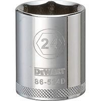 DeWALT DWMT86524OSP Drive Socket, Metric Measuring, 1/2 in Drive, 6-Point, 24 mm Socket, Vanadium Steel