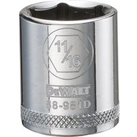 DeWALT DWMT88981OSP Hand Socket, SAE Measuring, 3/8 in Drive, 6-Point, 11/16 in Socket, Vanadium Steel