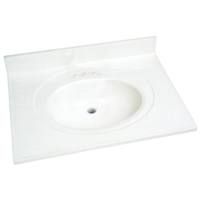Foremost WS-2231 Vanity Top, 31 in OAL, 22 in OAW, Cultured Marble, Solid White