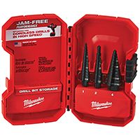 Milwaukee 48-89-9221 Dual Flute Step Drill Bit Set, HSS, Black Oxide, 3-Piece