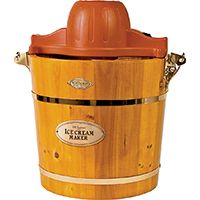 Nostalgia Vintage ICMW400 Ice Cream Maker, 120 V, 50 W, 4 qt Storage, Wood