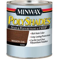 Minwax PolyShades 614850 Wood Stain and Polyurethane, Gloss, Mission Oak, 1 qt Can