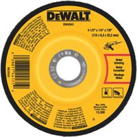 DeWALT DW4541 High Performance, Type 27 Grinding Wheel, 7/8 in Arbor, 24-Grit, Aluminum Oxide, 4-1/2 in Dia