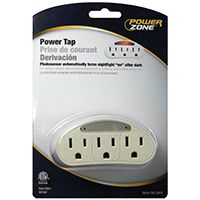 PowerZone Outlet Tap, 125 V, 15 A, 3 Outlet, White