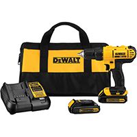 DeWALT DCD771C2 Drill/Driver Kit, 20 V Battery, Lithium-Ion Battery, 1/2 in Chuck, Black/Yellow