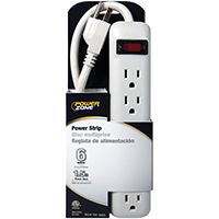 PowerZone Power Outlet Strip, 125 V, 15 A, 6 Outlet