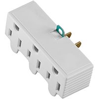 Eaton Wiring Devices BP1219W Grounded Outlet Adapter, 15 A, 2-Pole, 3-Outlet, White