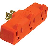 PowerZone Grounded Outlet Tap, 3 Outlet, Orange
