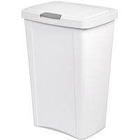 Sterilite TouchTop 10458004 Waste Basket with Latch, 13 gal Capacity, White