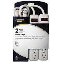 PowerZone Power Outlet Strip, 125 V, 15 A, 6 Outlet, White