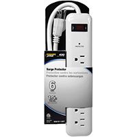 PowerZone Surge Protector Strip, 125 V, 15 A, 6 Outlet