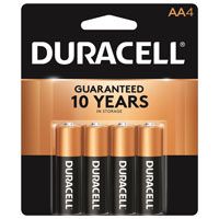 Duracell COPPERTOP MN1500 Series MN1500B4Z Alkaline Battery, AA, Manganese Dioxide, 1.5 V