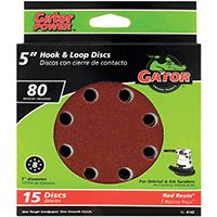 Gator 4142 Random Orbit Sanding Disc, 80-Grit, Medium Grade, Aluminum Oxide, 5 in Dia