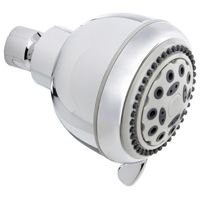 Plumb Pak K701CP Fixed, Round Showerhead, 1.8 gpm, 5 Spray Functions, 3.35 in Head diameter, Metal/Plastic