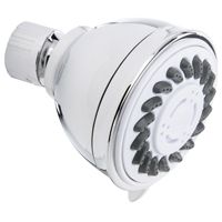 Plumb Pak K704CP Fixed, Round Showerhead, 1.8 gpm, 3 Spray Functions, 2.7 in Head diameter, Metal/Plastic