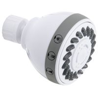 Plumb Pak K704WH Showerhead, 1.8 gpm, 3 Spray Functions, 2.7 in Head diameter, Metal/Plastic, White