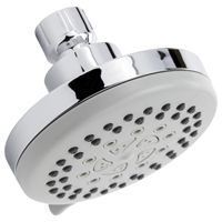 Plumb Pak K702CP Round Showerhead, 1.8 gpm, 5 Spray Functions, 3.9 in Head diameter, Metal/Plastic, Polished Chrome