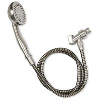 Plumb Pak K745BN Round Handheld Shower, 1.8 gpm, 3.85 in Dia Face, 60 in Hose, 5 Spray Functions, Metal/Plastic