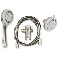 Plumb Pak K751BN 3-Way, Round Showerhead Kit, 1.8 gpm, 5 Spray Functions, 3.85 in Head diameter, Metal/Plastic