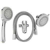 Plumb Pak K751CP 3-Way, Round Showerhead Kit, 1.8 gpm, 5 Spray Functions, 3.85 in Head diameter, Metal/Plastic