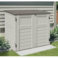 Suncast Stow-Away BMS2500 Storage Shed, 34 cu-ft Capacity, 46-1/4 in W x 40-1/4 in H Door, Padlockable Door, Resin