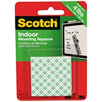 Scotch 111 Permanent Mounting Square, 1 in L, 1 in W, White