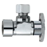 Plumb Pak PP50PCLF Shut-Off Valve, 3/8 x 3/8 in FIP x Compression, Brass, Chrome