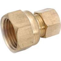 Anderson Metals 750066-0608 Tubing Coupling, 3/8 x 1/2 in Compression x FIP, 200 psi, Brass