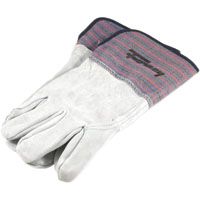 ForneyHide 55199 Welding Gloves, L, Gauntlet Cuff, Wing Thumb, 12-1/4 in L, Blue/Gray, Leather Palm